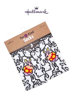 Hallmark Toe of a Kind Bunny Easter Crew Socks One Size Cute Rabbit Novelty NWT